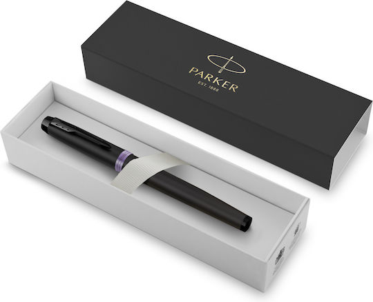 Parker Black Purple Vibrant Ring Writing Pen Medium Purple with Red Ink