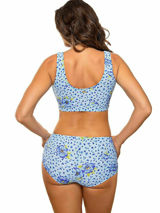 Marko Bikini Set Sports Bra & Boxer Bottom Light Blue Floral