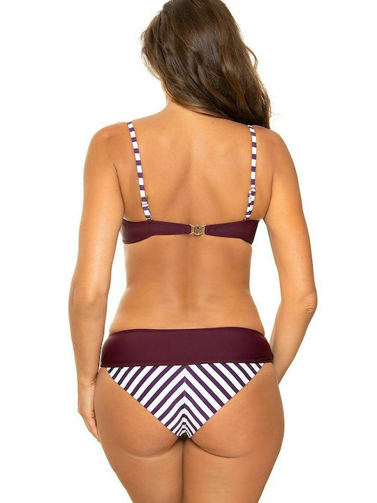 Marko Underwire Bikini Set Strapless Top & Slip Bottom Purple