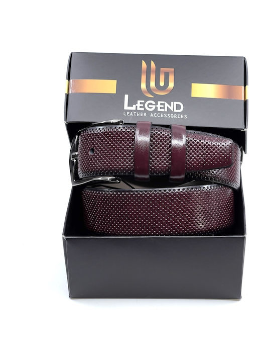 Men's Belt from Artificial Leather Burgundy