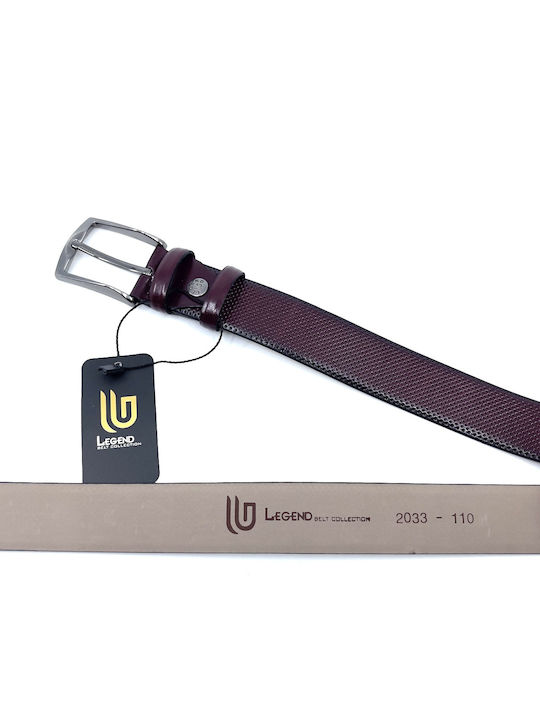 Men's Belt from Artificial Leather Burgundy
