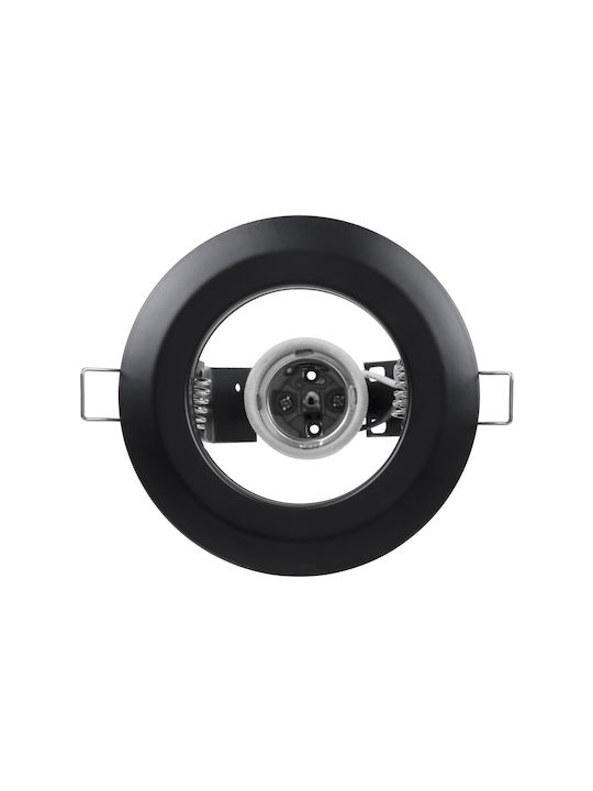 GloboStar Acida Round Metallic Recessed Spot with Socket E27 Black 11x11cm. 1pcs