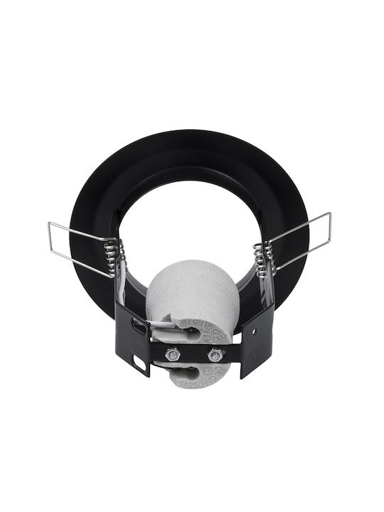 GloboStar Acida Round Metallic Recessed Spot with Socket E27 Black 11x11cm. 1pcs