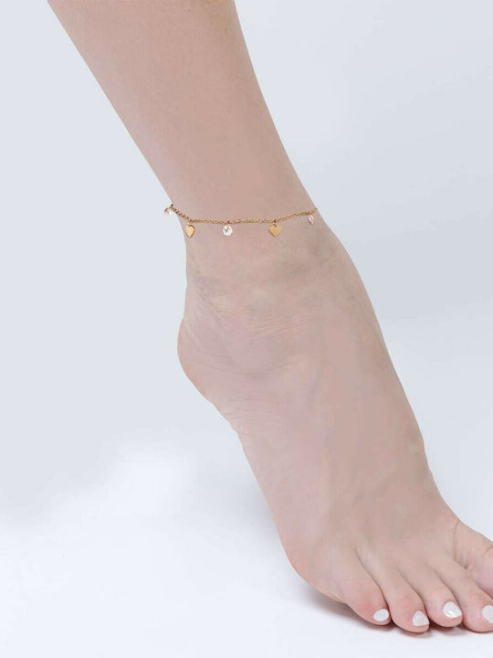 Luca Barra Vergoldete Fußkette aus Edelstahl 21cm
