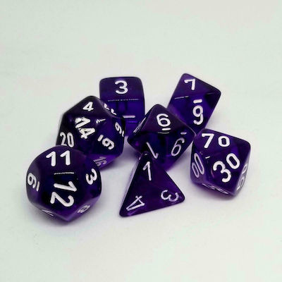 Chessex Translucent Polyhedral 7-Die Set Dice Purple/White