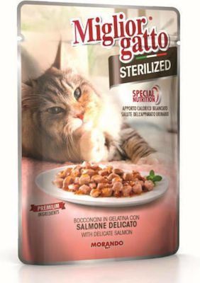 Morando Miglior Gatto Sterilised Nasses Katzenfutter für Katze in Beutel mit Lachs 85gr 010737