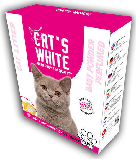 Cat's White Άμμος Γάτας Μπετονίτης με Άρωμα Baby Powder 6lt