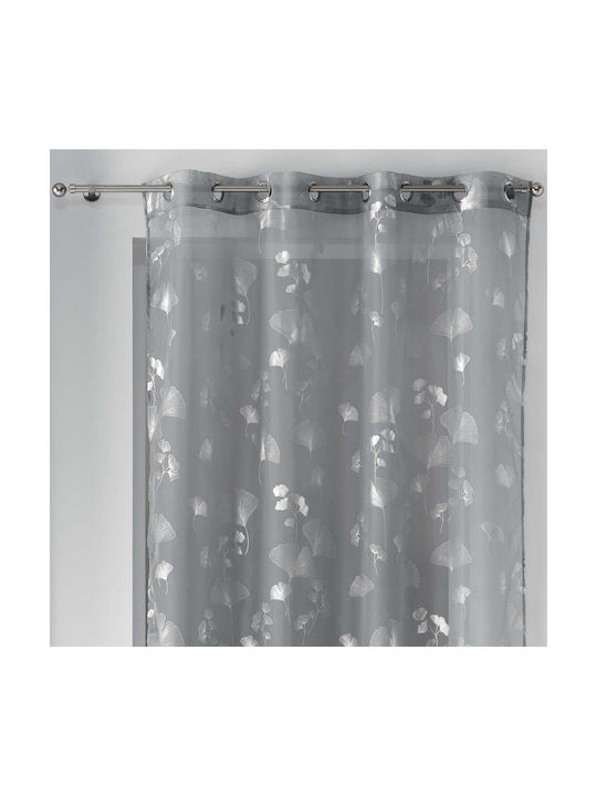 Douceur d'Intérieur Curtain with Grommet L-C Bloomy Voilage Gris 140x240cm