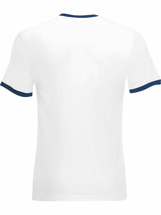 Fruit of the Loom Ανδρικό Διαφημιστικό T-shirt Κοντομάνικο White/Navy