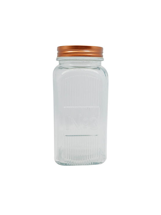 Ankor General Use Glass Jar with Lid Gold 1500ml 1 Piece