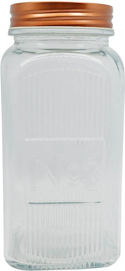 Ankor General Use Glass Jar with Lid Gold 1500ml 1 Piece