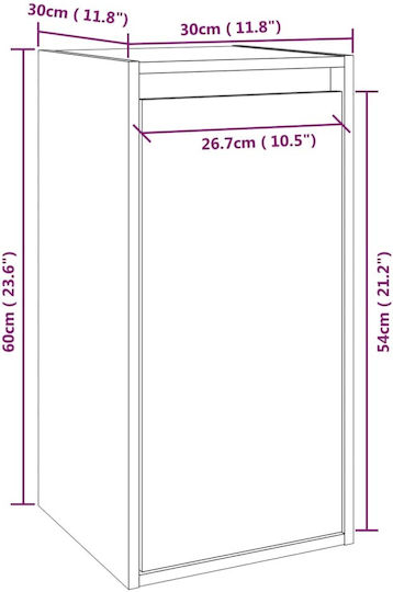Dulap Pandantiv Pentru Sufragerie Din Lemn Masiv Maro 30x30x60cm