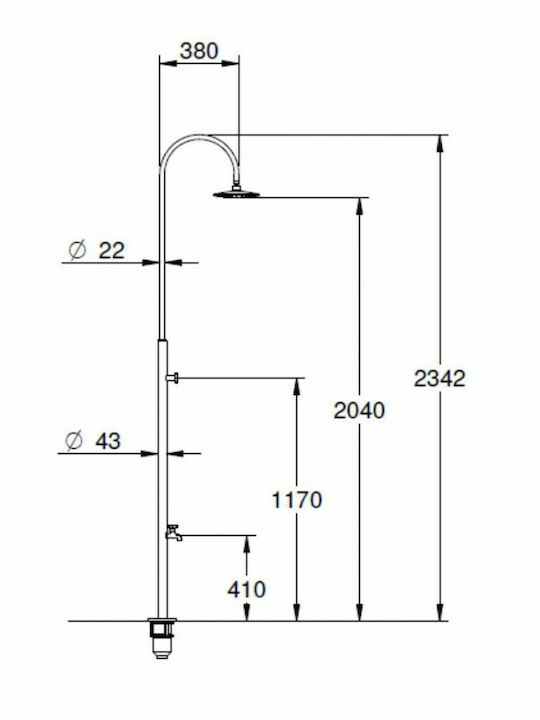 Acqua Source MSF-101 Shower Column without Mixer 234.2cm Silver