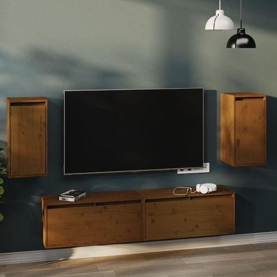 Dulap Suspendat pentru Sufragerie din Lemn Masiv Maro Miere 30x30x60 cm