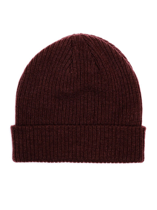 Beanie Unisex Σκούφος με Rib Πλέξη σε Μπορντό χρώμα