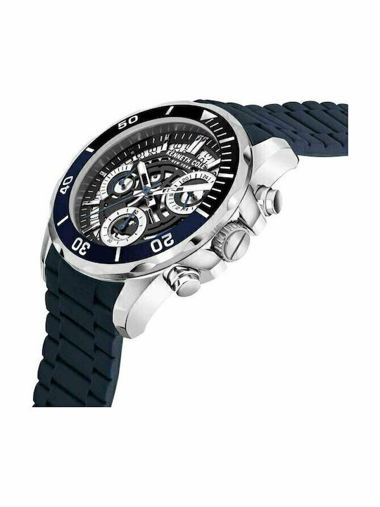 Kenneth Cole Modern Dress Men's Watch 43mm Chronograph Battery with Blue Rubber Strap