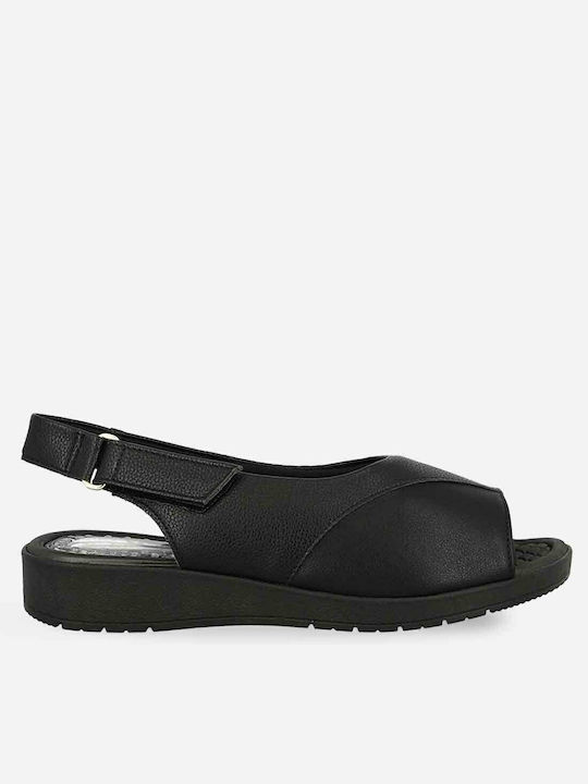 Piccadilly Leather Women's Flat Sandals Anatomic in Black Color