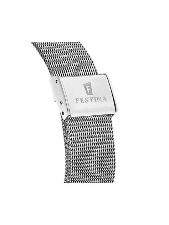 Festina Watch Chronograph Battery with Silver Metal Bracelet