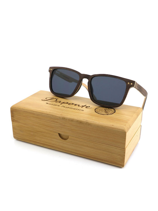 Daponte Women's Sunglasses with Brown Wooden Frame and Gray Polarized Lens DAP314W 4