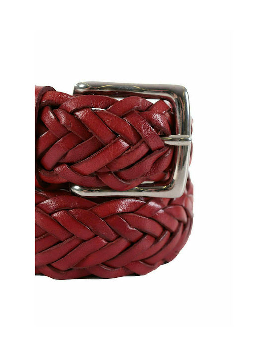 Brooks Brothers Men's Knitted Leather Belt Red