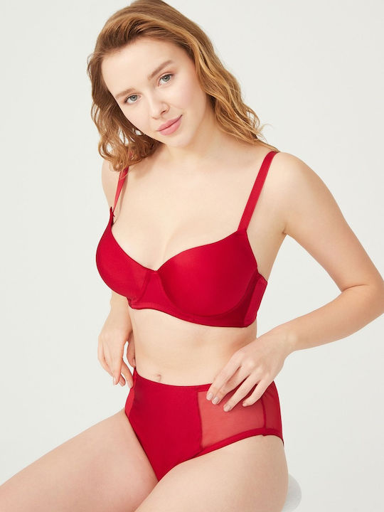 Cansoy Underwear Set with Bra & Brazil Red E