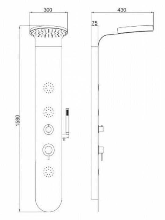Crown 103149 Duschsäule mit Hydromassage 158cm Weiße