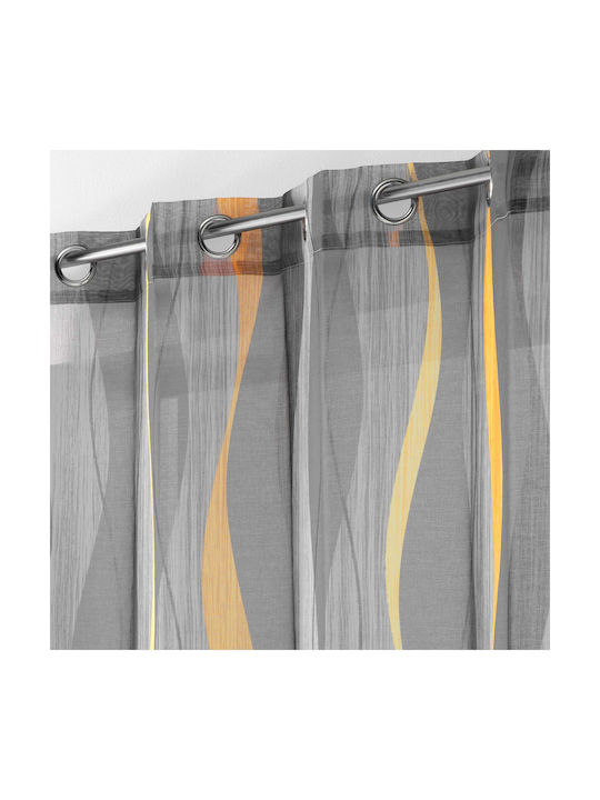 Curtain with Grommets L-C Ondulys Voilage Anthracite 140x240cm