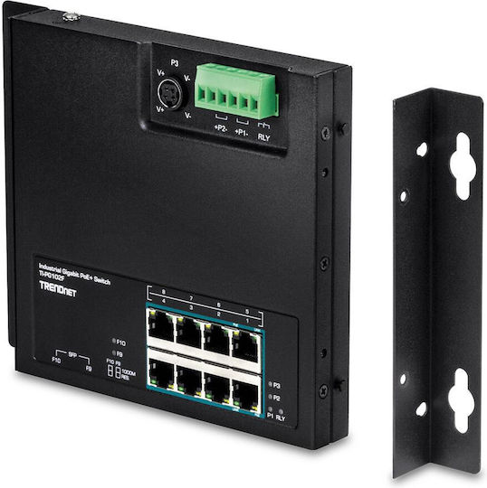 Trendnet TI-PG102F Неуправляем Превключвател L2 PoE+ с 8 Порта Gigabit (1Gbps) Ethernet и 2 SFP Порта