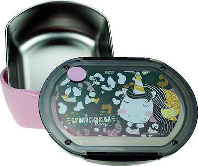 Back Me Up Unicorn Princess Kids Lunch Plastic Box Pink