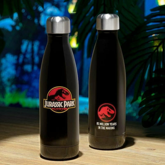 Paladone Jurassic Park Kids Water Bottle Dinosaur Aluminium with Screw Cap Non Spill Black 500ml