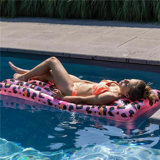 Swim Essentials Luxury Leopard Print Φουσκωτό Στρώμα Θαλάσσης Ροζ