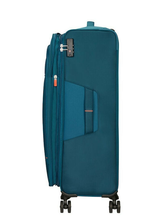 American Tourister Crosstrack Large Fabric Blue Suitcase With 4 Wheels Height 79cm