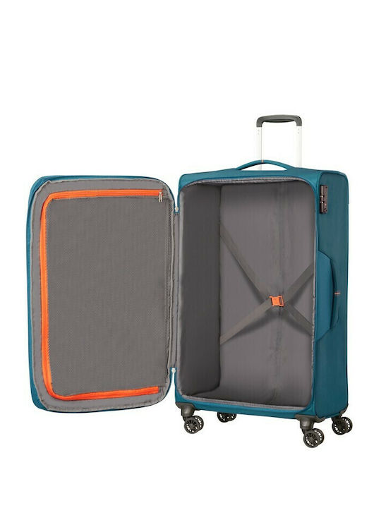 American Tourister Crosstrack Large Fabric Blue Suitcase With 4 Wheels Height 79cm