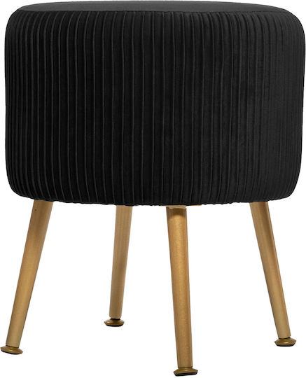 Hocker Für das Wohnzimmer Gepolstert mit Samt Solaro Schwarz 35x35x41cm