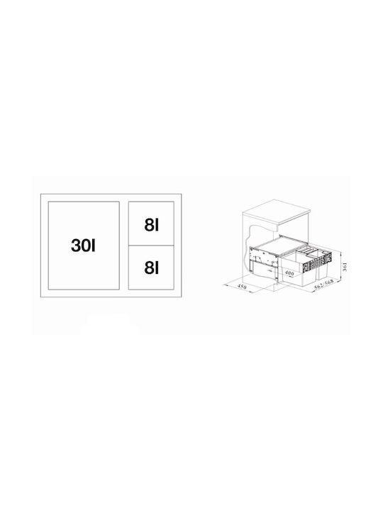 Blanco Coș Select II XL 60/3 Reciclare Pentru Dulap Plastic Negru 46lt