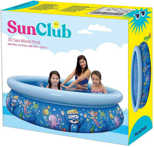 Jilong Kinder Rund Schwimmbecken PVC 855lt Aufblasbar 205x47cm Blau
