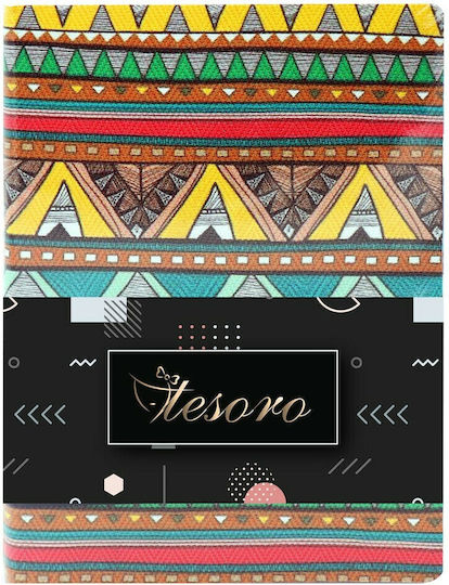 Tesoro Ethnic Σετ 4 Σημειωματάρια 120 Φύλλων Ριγέ με Σκληρό Εξώφυλλο Κίτρινα Μπλε Τρίγωνα