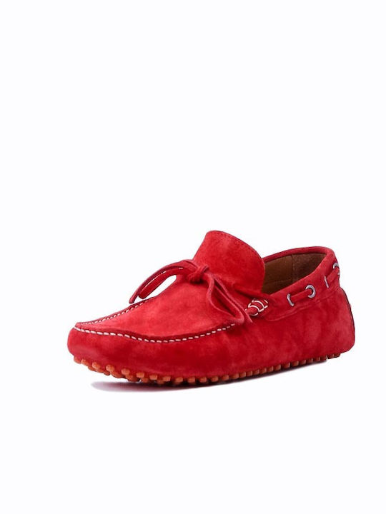 Damiani 4000 Men's Suede Boat Shoes Red