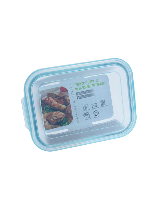Excellent Houseware Δοχείο Φαγητού Γυάλινο Μπλε 1.5lt