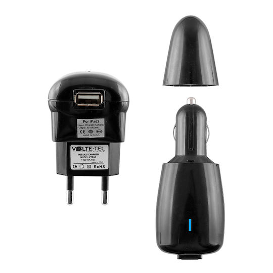 Volte-Tel Комплект за кола и контакт с USB-A порт и кабел micro USB Черен (8037931)