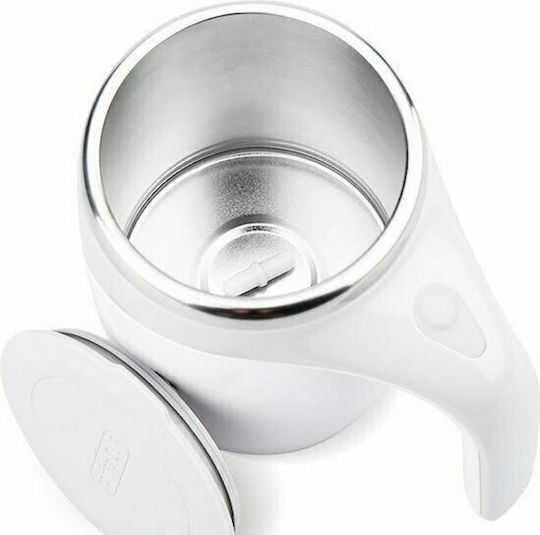 Factory Self Stirring Ποτήρι Θερμός Ανοξείδωτο 380ml Λευκό με Λαβή