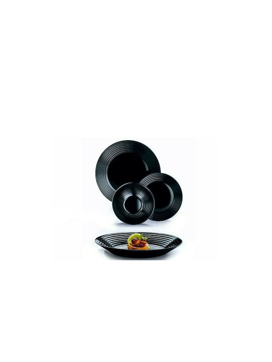 Luminarc Harena Black Glass Dinnerware Set 18pcs