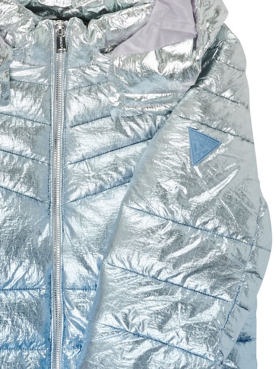 Kids' Quilted Jacket Short with Hood Silver
