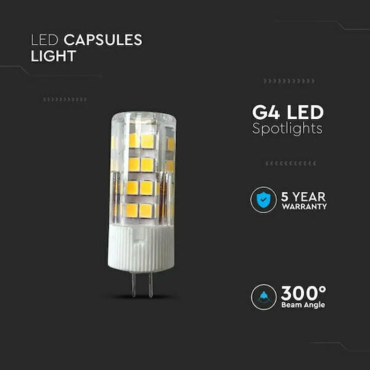 V-TAC Vt-234 Λάμπα LED 3.2W 140mm για Ντουί G4 και Σχήμα MR16 Θερμό Λευκό 385lm