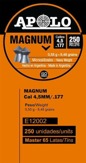 Apolo Apolo Magnum Pellets Airgun 4.5mm 250pcs 250pcs VAS-MAGNUM-45-250