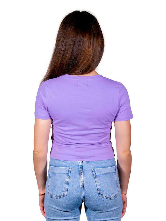 Paco & Co Women's Summer Crop Top Cotton Short Sleeve Purple