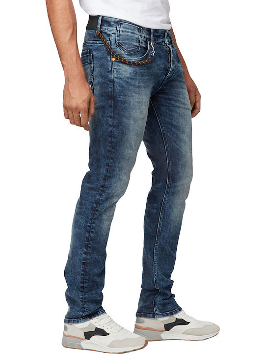 Men's Jeans Pants with Slim Fit Mid Stone Wash Denim