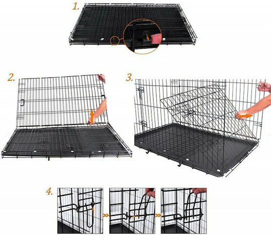 Kennel X-Large Wire Dog Cage XLarge with 2 Doors Black 107x70x77.5cm