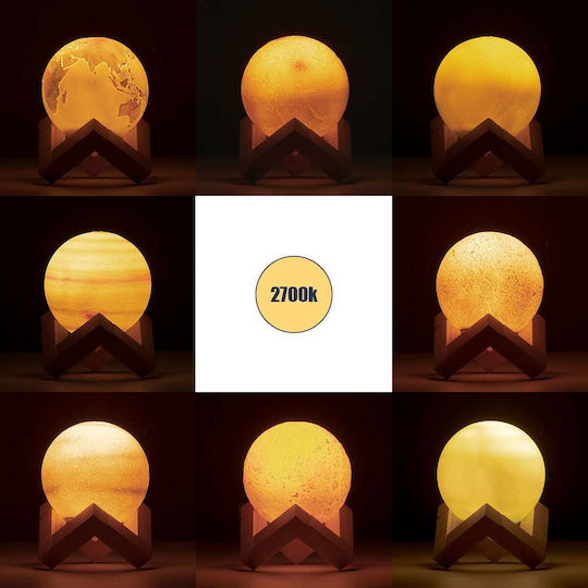GloboStar Διακοσμητικό Φωτιστικό Moon LED Ρυθμιζόμενο Λευκό Moon Light 8τμχ 8x11εκ.