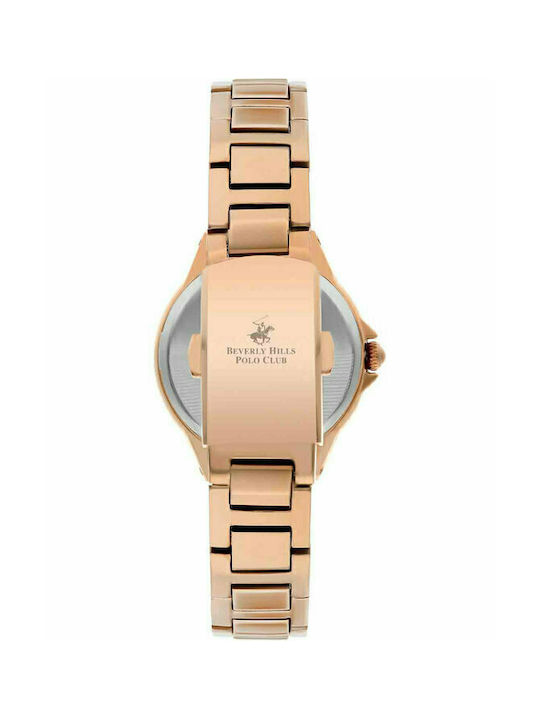 Beverly Hills Polo Club Diamonds Watch with Pink Gold Metal Bracelet